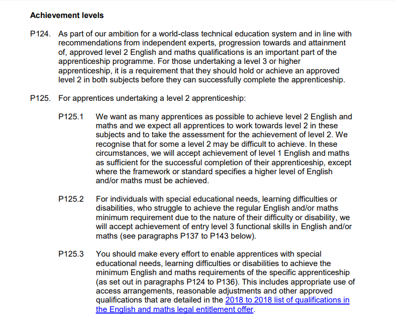 What are functional skills achievement levels